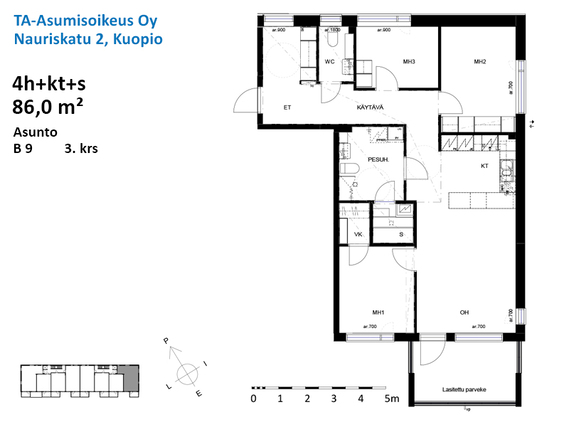 Asumisoikeusasunto Kuopio Pirtti 4 huonetta