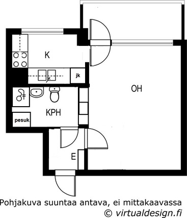 Vuokra-asunto Vantaa Myyrmäki Yksiö Uusi kylpyhuone.