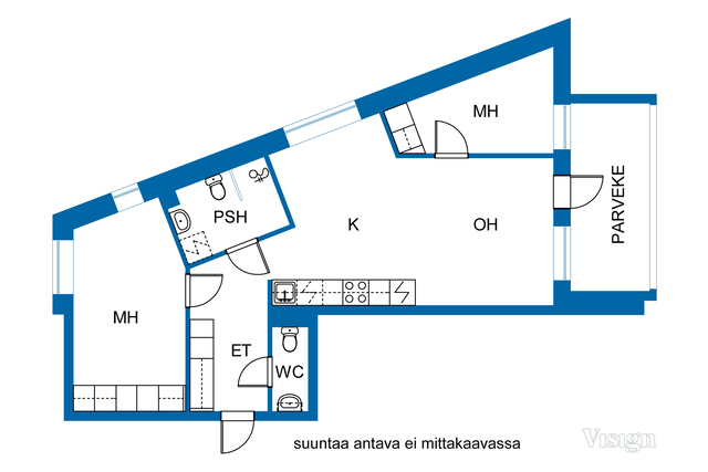 Vuokra-asunto Helsinki Oulunkylä 3 huonetta 2021 valmistunut neljännen kerroksen koti, missä ikkunoita useampaan ilmansuuntaan!