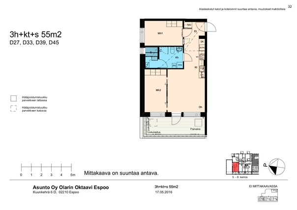 Rental Espoo Olari 3 rooms Puolikuu 2 D