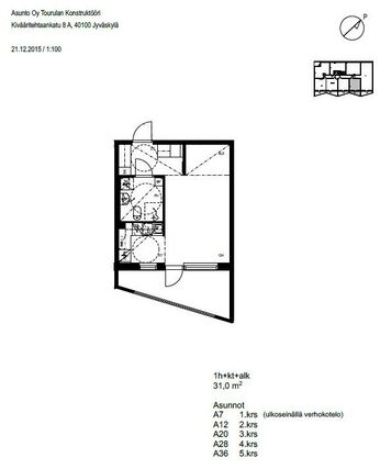 Vuokra-asunto Jyväskylä Tourula Yksiö Julkisivukuva, pääkuva