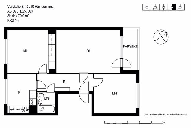 Vuokra-asunto Hämeenlinna Katinen 3 huonetta