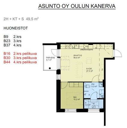 Vuokra-asunto Oulu Metsokangas Kaksio