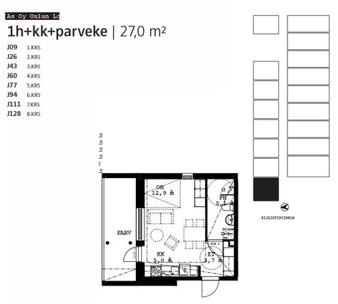 Vuokra-asunto Oulu Linnanmaa Yksiö