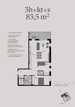 Vuokra-asunto Espoo Laurinlahti 3 huonetta