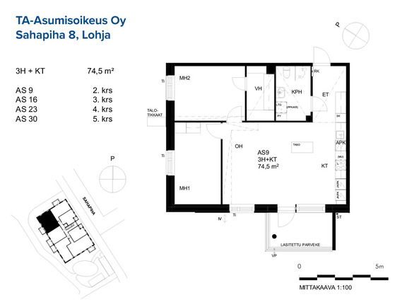 Right of occupancy apartment Lohja Hiidensalmi 3 rooms