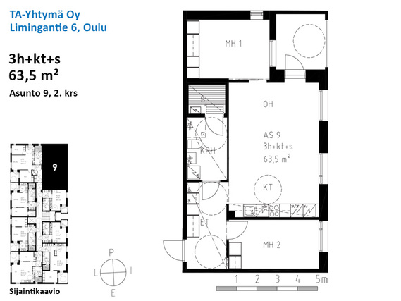 Vuokra-asunto Oulu Limingantulli 3 huonetta