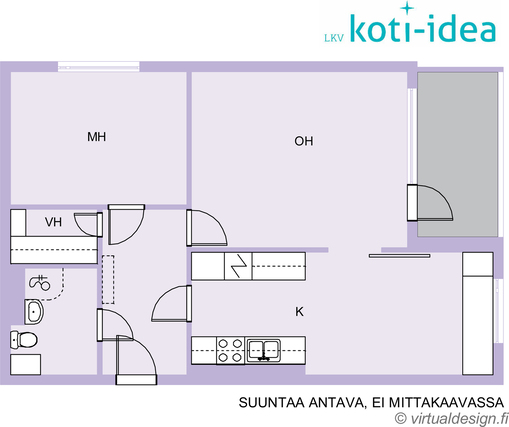 Rental Lappeenranta Kivisalmi 2 rooms Keittiö ja olohuonetta