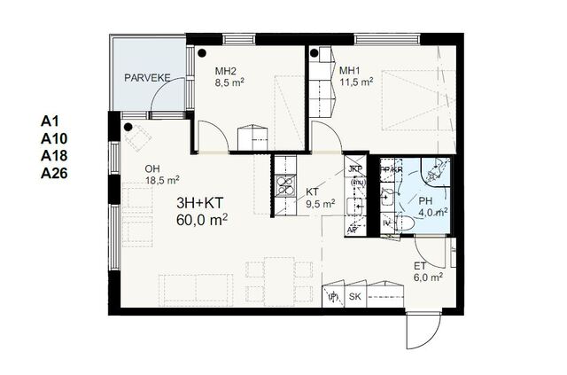 Rental Espoo Kilo 3 rooms