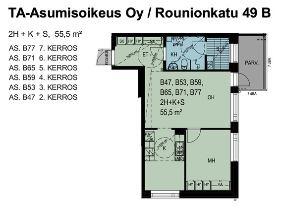 Right of occupancy apartment Nokia Myllyhaka 2 rooms