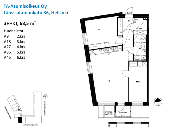 Asumisoikeusasunto Helsinki Länsisatama 3 huonetta