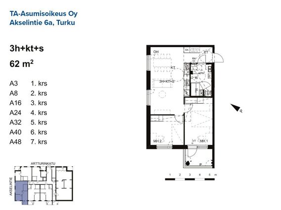 Right of occupancy apartment Turku Iso-Heikkilä 3 rooms