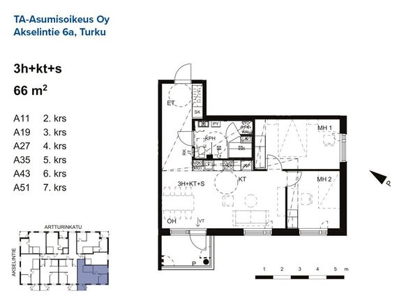 Right of occupancy apartment Turku Iso-Heikkilä 3 rooms