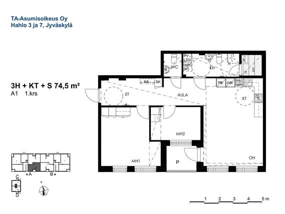 Right of occupancy apartment Jyväskylä Tourula 3 rooms