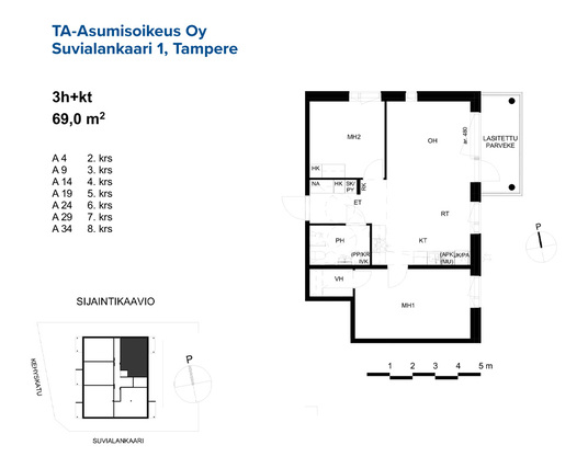 Right of occupancy apartment Tampere Niemenranta 3 rooms