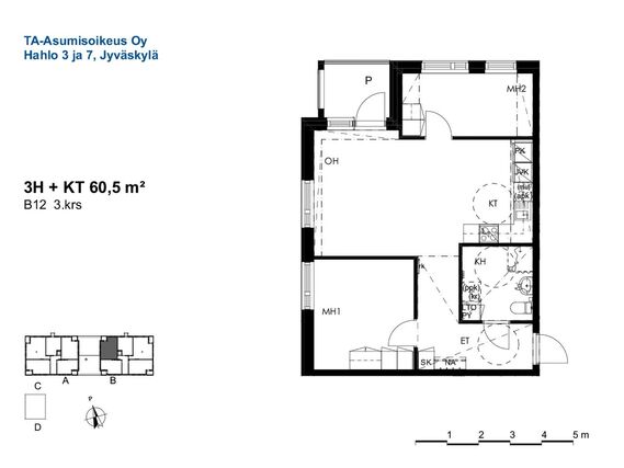 Right of occupancy apartment Jyväskylä Tourula 3 rooms