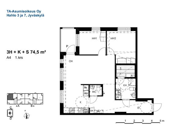 Right of occupancy apartment Jyväskylä Tourula 3 rooms