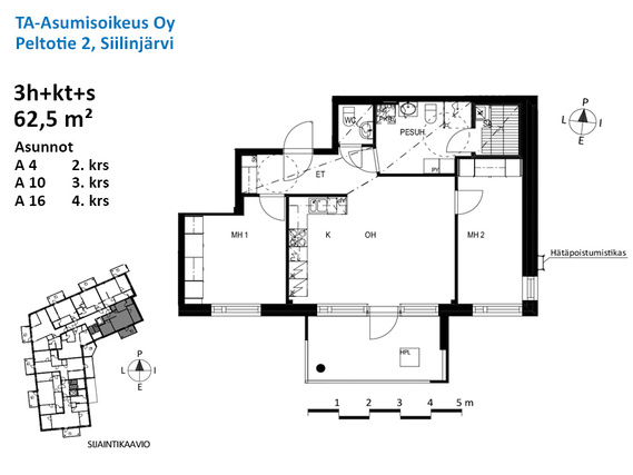 Right of occupancy apartment Siilinjärvi Siilinpää 3 rooms