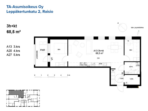 Right of occupancy apartment Raisio Kuloinen 3 rooms