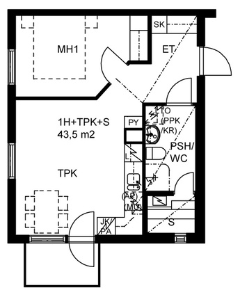 Right of occupancy apartment Hämeenlinna Pullerinmäki 2 rooms