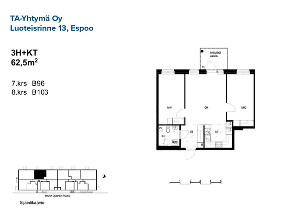 Rental Espoo Kaitaa 3 rooms