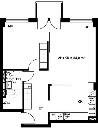 Right of occupancy apartment Kuopio Keskusta 2 rooms