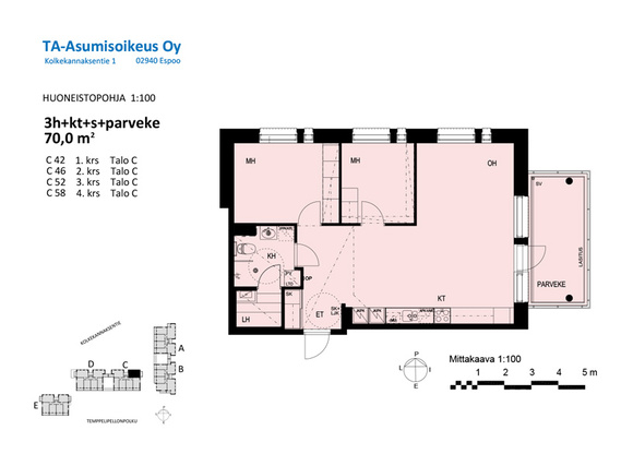 Right of occupancy apartment Espoo Lippajärvi 3 rooms