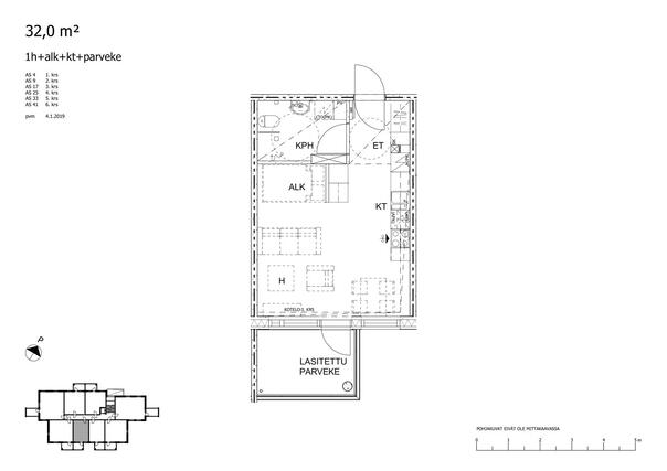 Right of occupancy apartment Lahti Hennala 1 room