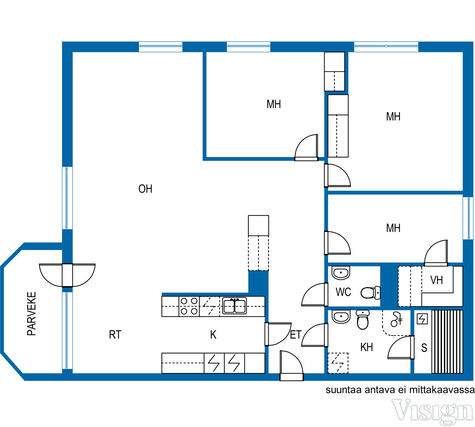 Rental Vantaa Myyrmäki 4 rooms Ylimmän kerroksen koti, jossa oma sauna ja lasitettu parveke.