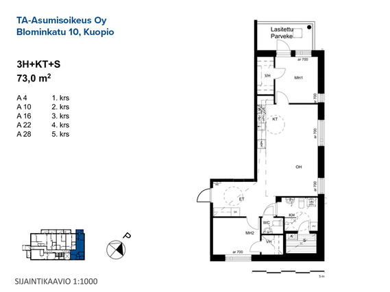 Right of occupancy apartment Kuopio Petonen 3 rooms