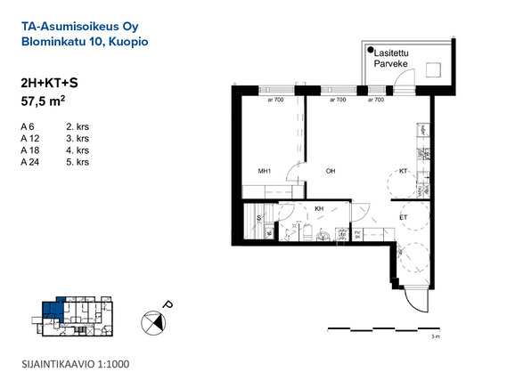 Right of occupancy apartment Kuopio Petonen 2 rooms