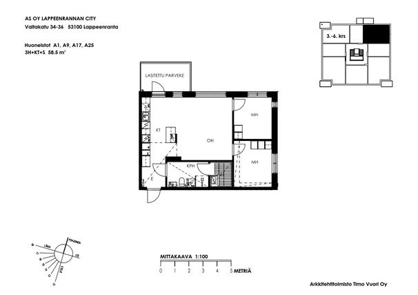 Rental Lappeenranta Keskusta 3 rooms Julkisivu pääkuva