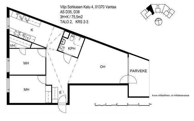 Vuokra-asunto Vantaa Jokiniemi 3 huonetta
