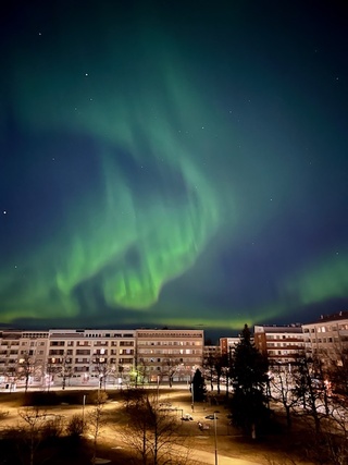 Vuokra-asunto Oulu Keskusta Yksiö Northern lights from your own balcony.