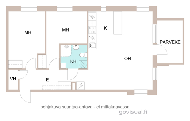 Vuokra-asunto Järvenpää Pajala 3 huonetta Valoisa kolmio lähellä palveluita