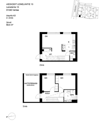 Rental Vantaa Leinelä 3 rooms