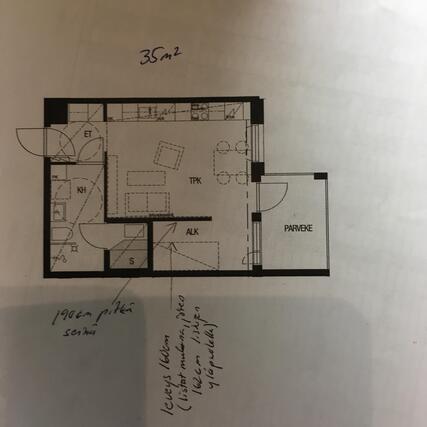Rental Oulu Etu-Lyötty 1 room Pohjakuva