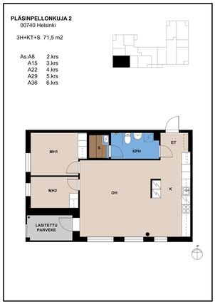 Asumisoikeusasunto Helsinki Siltamäki 3 huonetta