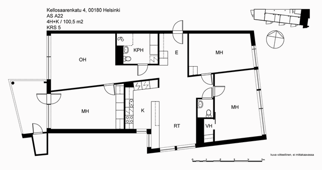 Vuokra-asunto Helsinki Ruoholahti 4 huonetta