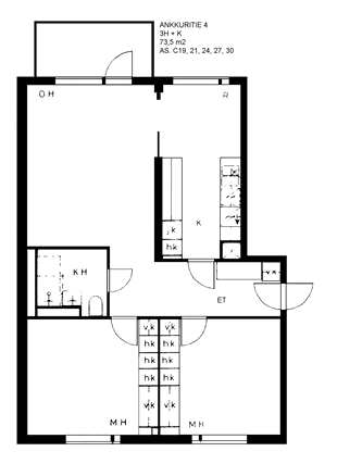 Rental Kuopio Kelloniemi 3 rooms