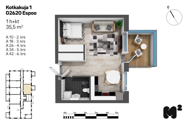 Rental Espoo Karakallio 1 room