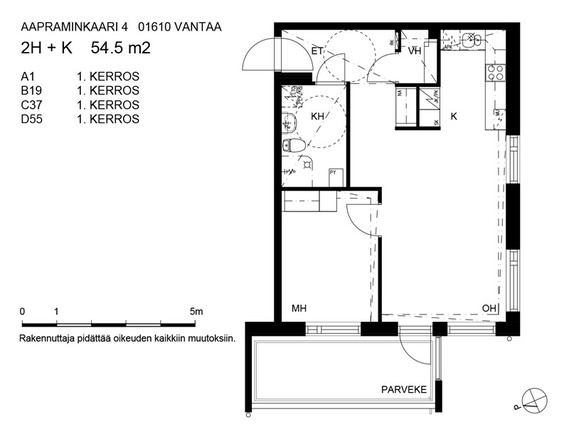 Right of occupancy apartment Vantaa Kaivoksela 2 rooms