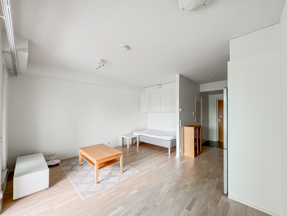 Rental Espoo Leppävaara 1 room Tästä tilavasta yksiöstä löytyy mm. avokeittiö integroiduilla kodinkoneilla ja lasitettu parveke.