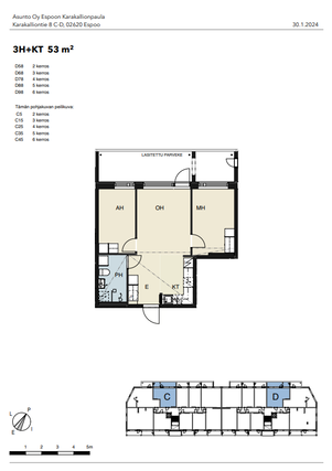 Rental Espoo Karakallio 3 rooms -