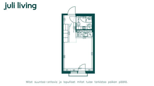 Vuokra-asunto Helsinki Malmi Yksiö Keittiö digistailattuna