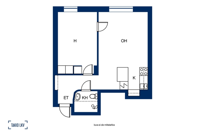 Rental Helsinki Alppila 2 rooms Yleiskuva