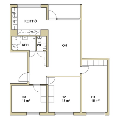 Rental Helsinki Kontula 4 rooms Näkymä sisäpihalle