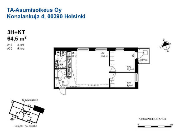 Asumisoikeusasunto Helsinki Konala 3 huonetta