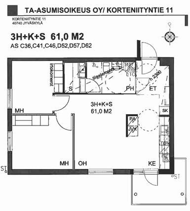 Asumisoikeusasunto Jyväskylä Kortepohja 3 huonetta