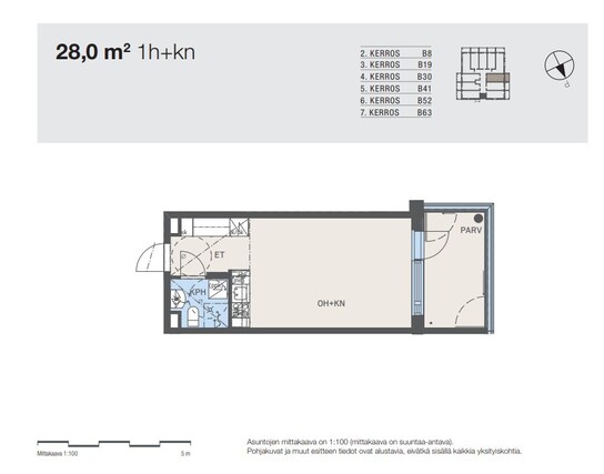 Rental Lahti Kivimaa 1 room Huom! Kuva taloyhtiön vastaavasta asunnosta
